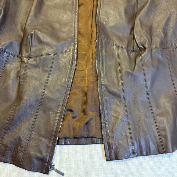 Style & Co. Chocolate Brown Genuine Leather Jacket – Women’s 18W - Picture 11 of 15
